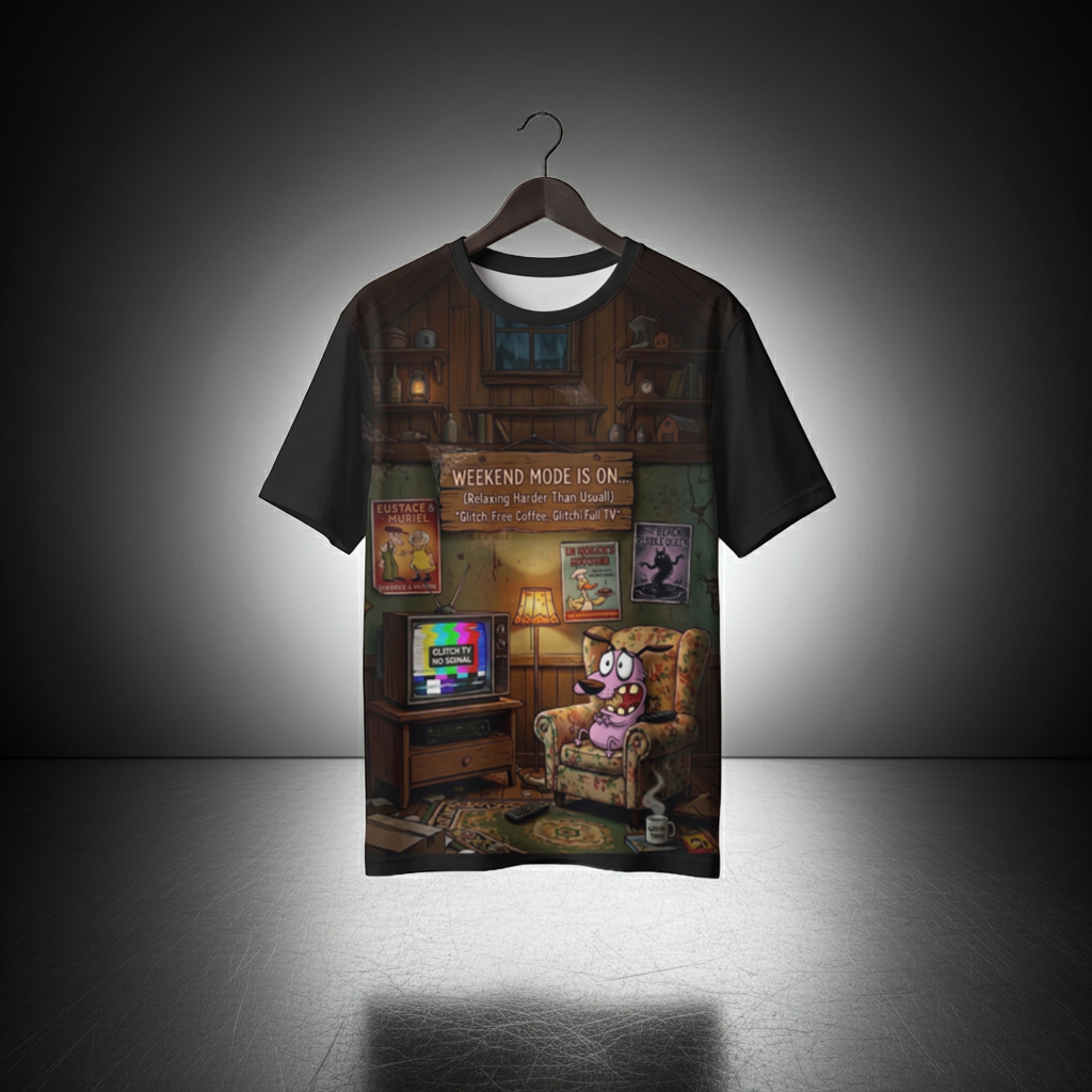 Courage the cowardly dog Oversized Glitch Tee